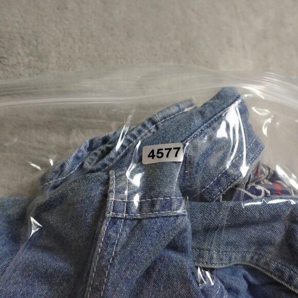 Vintage Let's Quizz Again Shirt Women's Small Blue Denim Embroidered Button Up - Picture 13 of 13